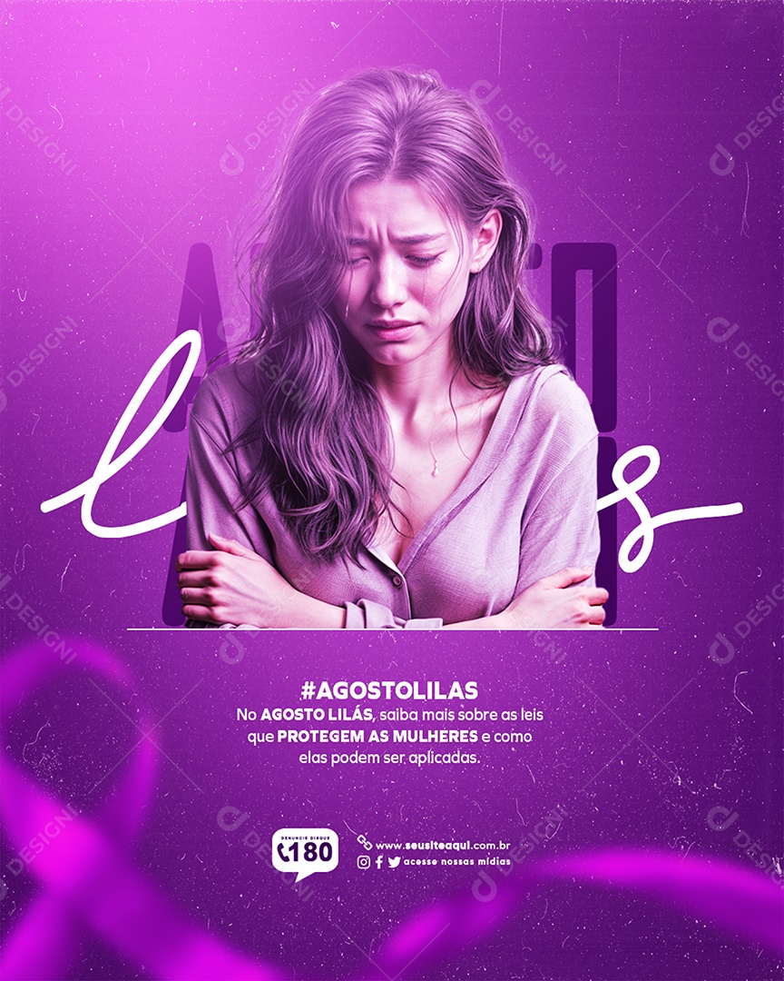 Social Media Campanha Agosto Lilás PSD Editável