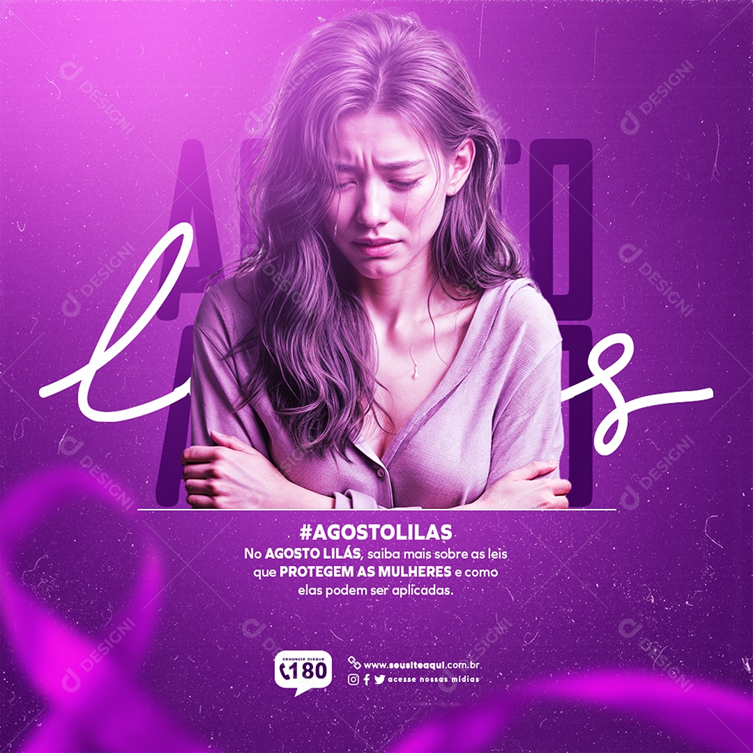 Campanha Agosto Lilás Social Media PSD Editável