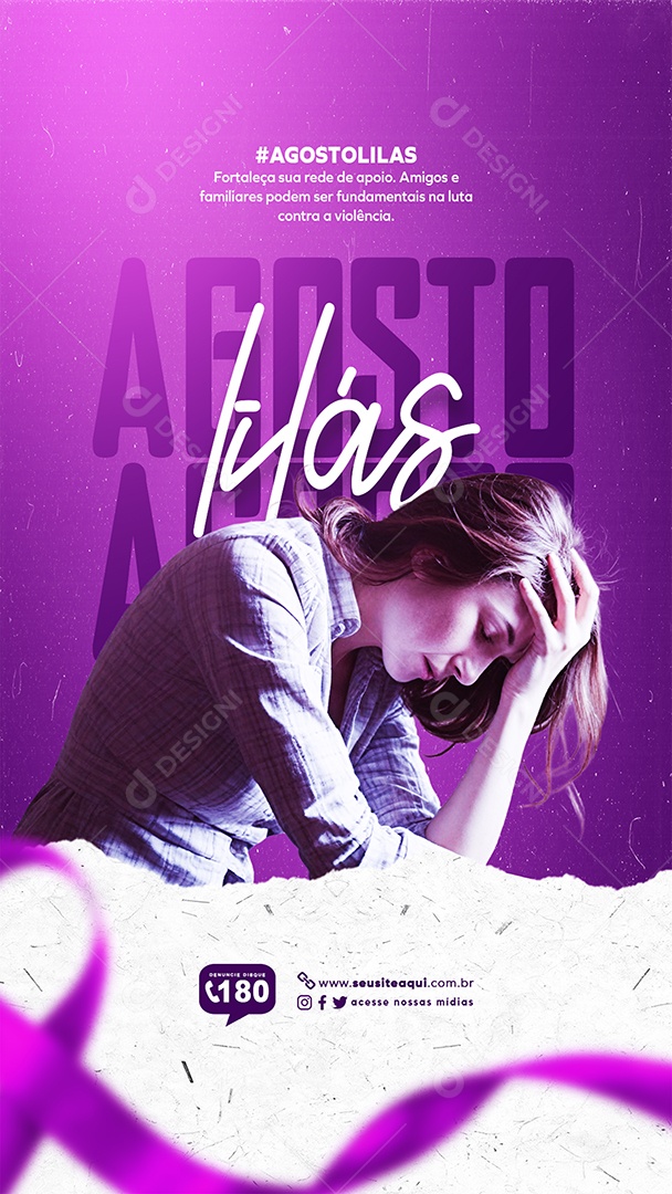 Story Campanha Agosto Lilás Social Media PSD Editável