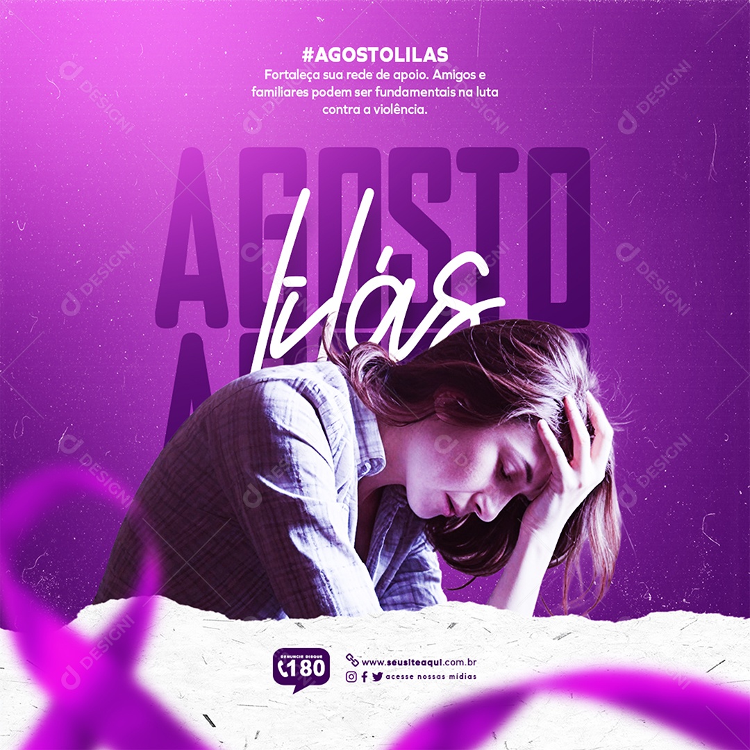 Campanha Agosto Lilás Social Media PSD Editável