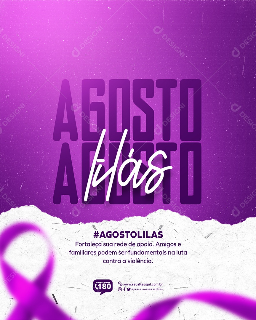 Campanha Agosto Lilás Social Media PSD Editável