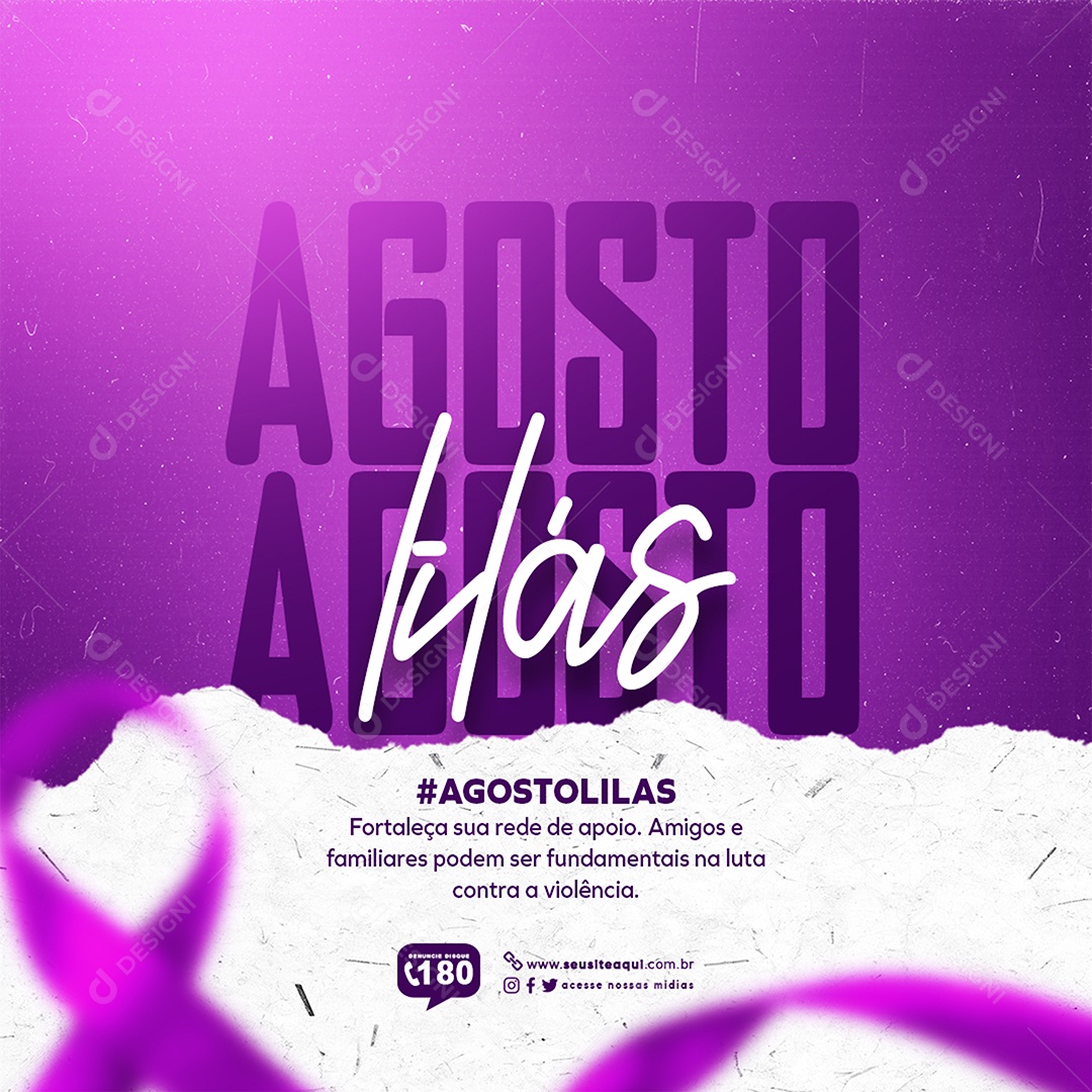 Social Media Campanha Agosto Lilás PSD Editável