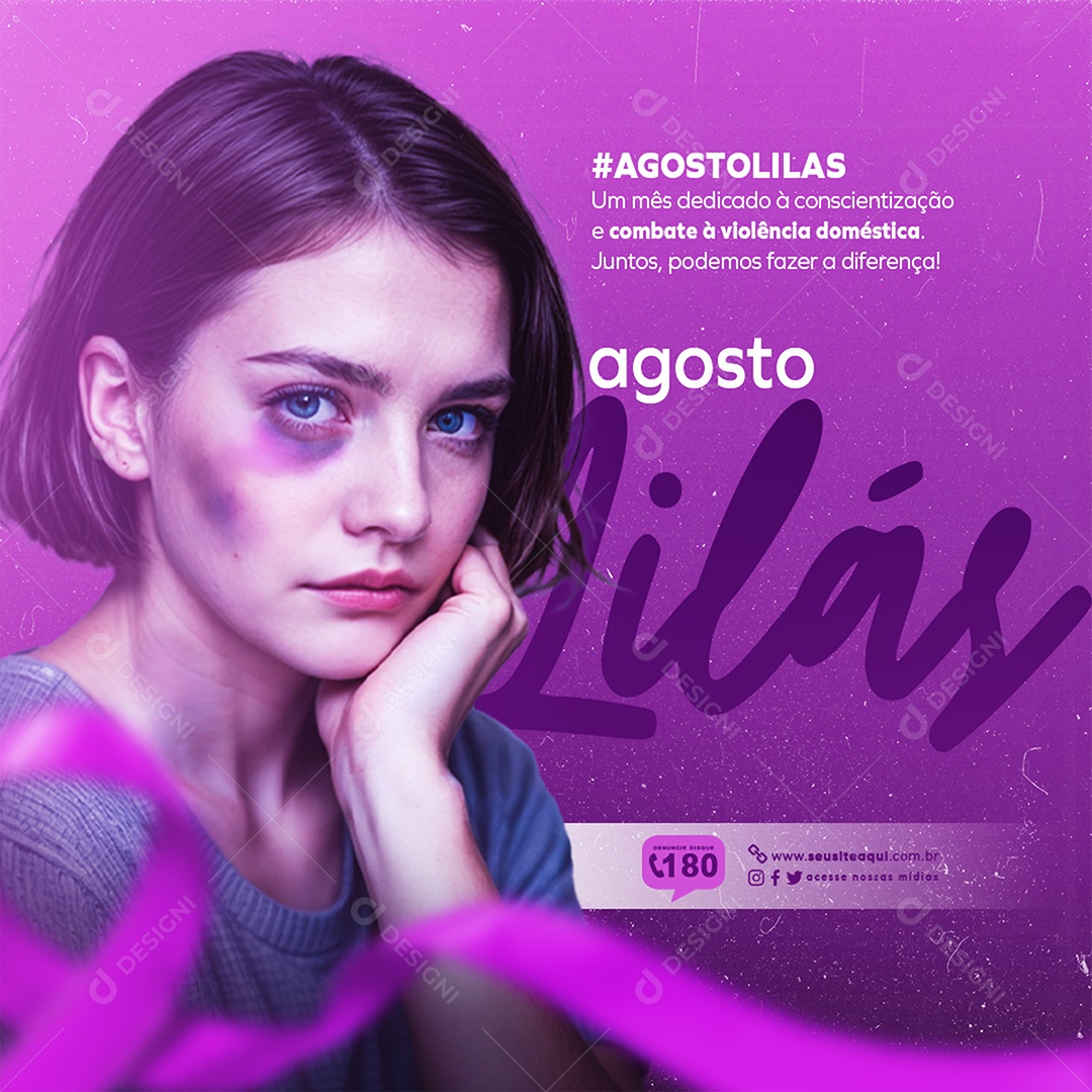 Campanha Agosto Lilás Social Media PSD Editável