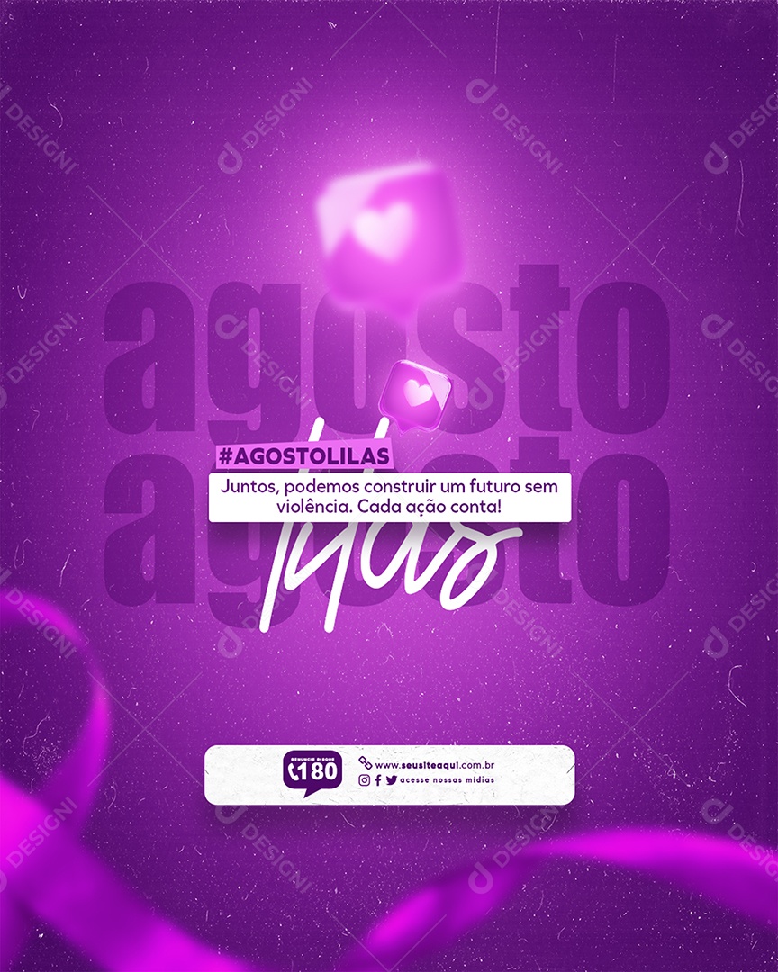 Social Media Campanha Agosto Lilás um Futuro sem Violência PSD Editável