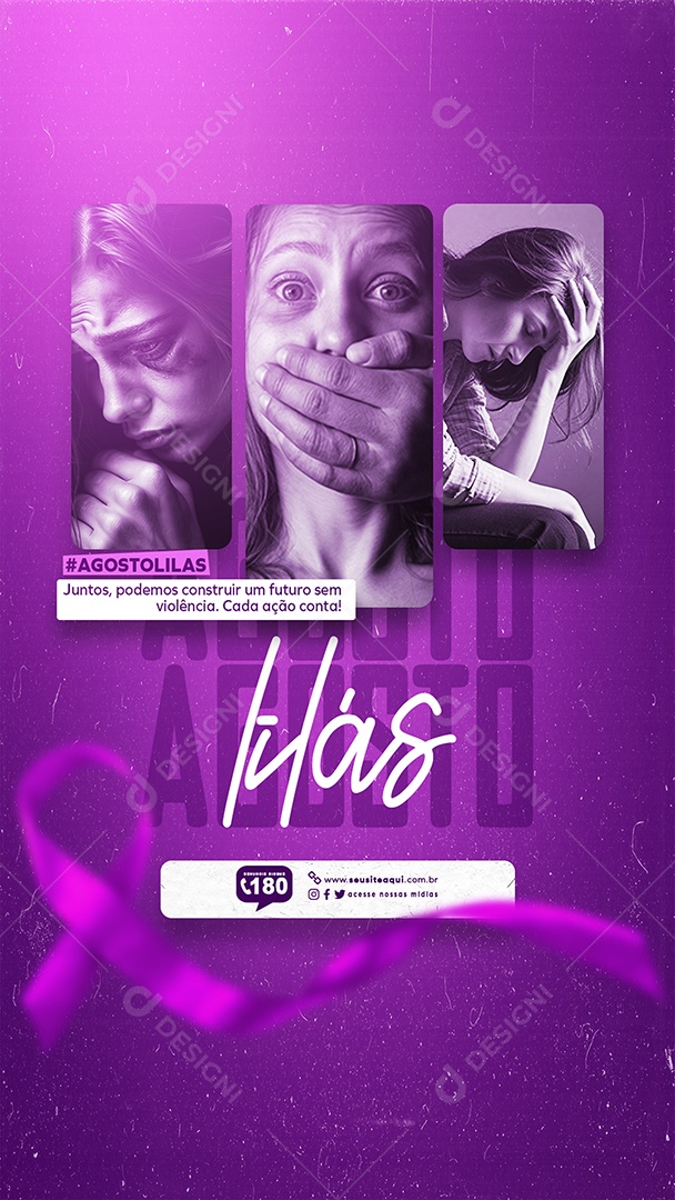 Story Campanha Agosto Lilás Juntos Podemos Construir um Futuro Social Media PSD Editável