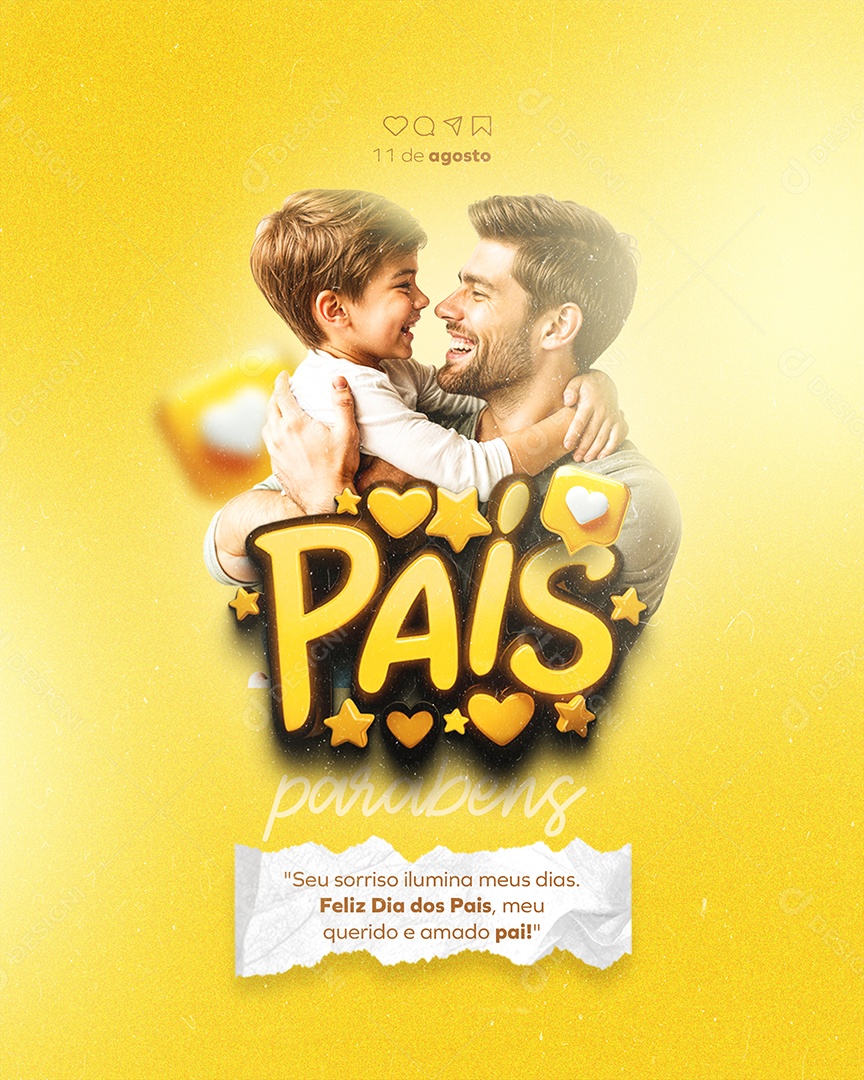 Social Media Feliz Dia dos Pais 11 de Agosto Parabéns PSD Editável