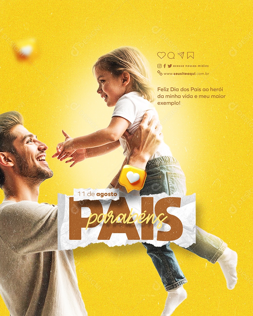 Social Media Feliz Dia dos Pais 11 de Agosto Parabéns PSD Editável