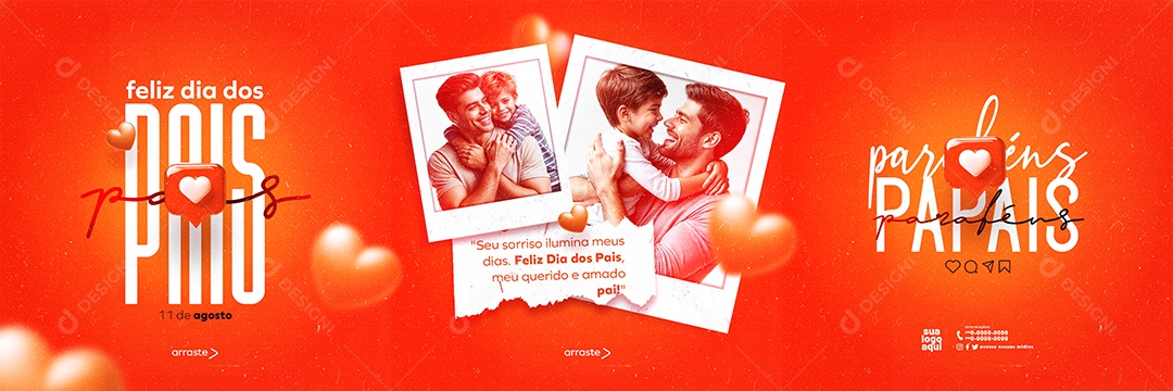 Carrossel Feliz Dia dos Pais Parabéns Social Media PSD Editável