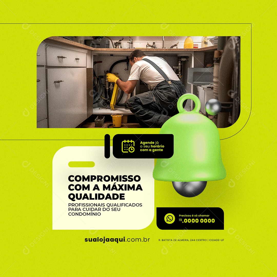 Compromisso com a Máxima Qualidade para Cuidar do seu Condomínio Social Media PSD Editável