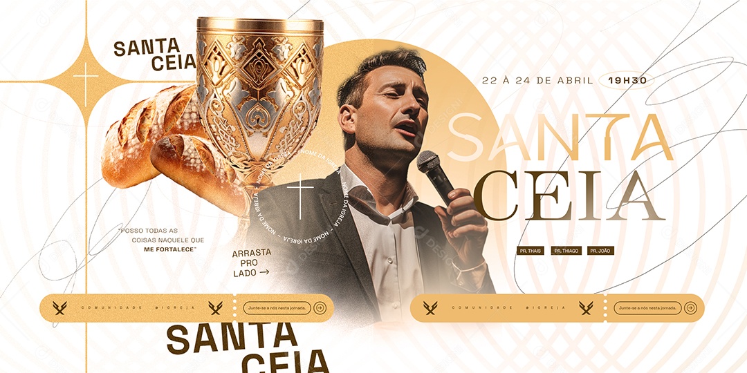 Banner Posso todas as Coisas Naqueles que me Fortalece Santa Ceia Social Media PSD Editável