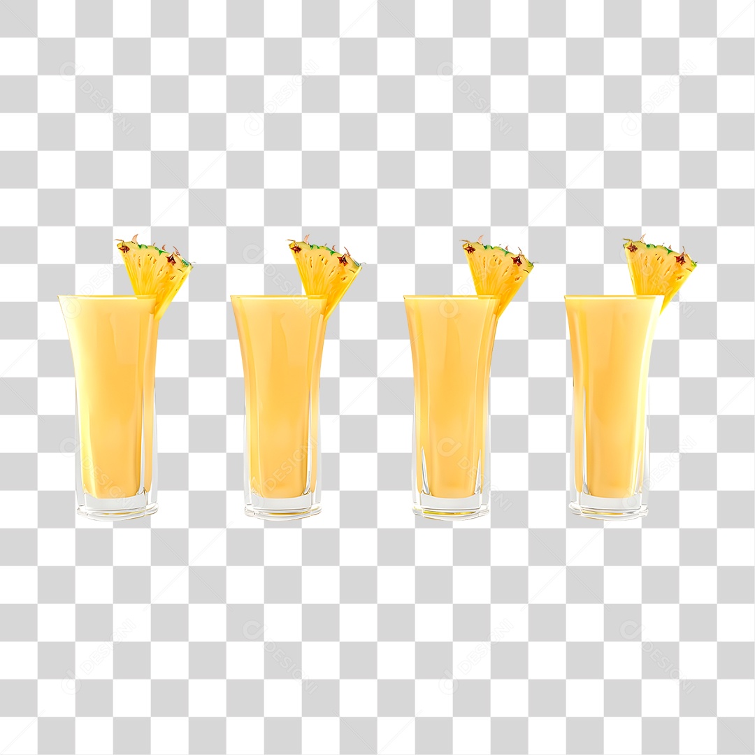 Copos de Suco de Abacaxi PNG Transparente