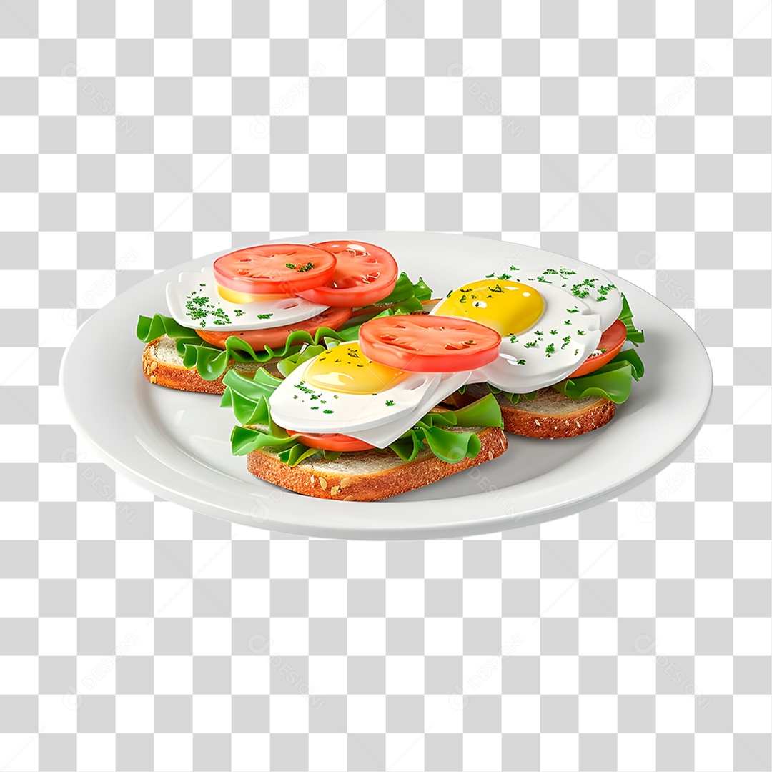 Sanduiche no Prato PNG Transparente