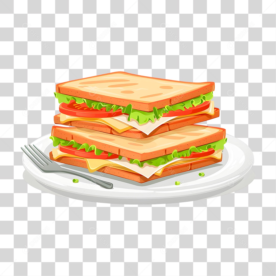 Sanduiche no Prato PNG Transparente