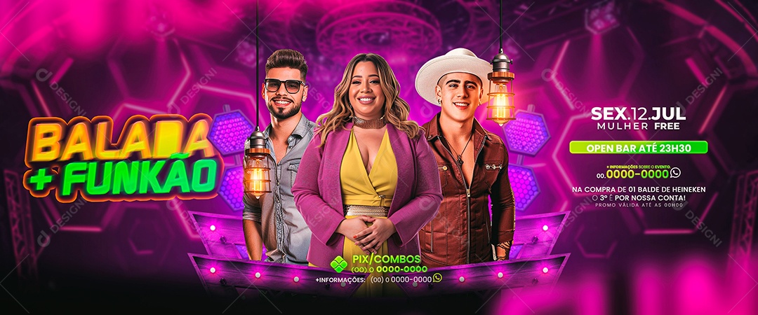 Flyer Banner Balada mais Funkão Artistas Social Media PSD Editável