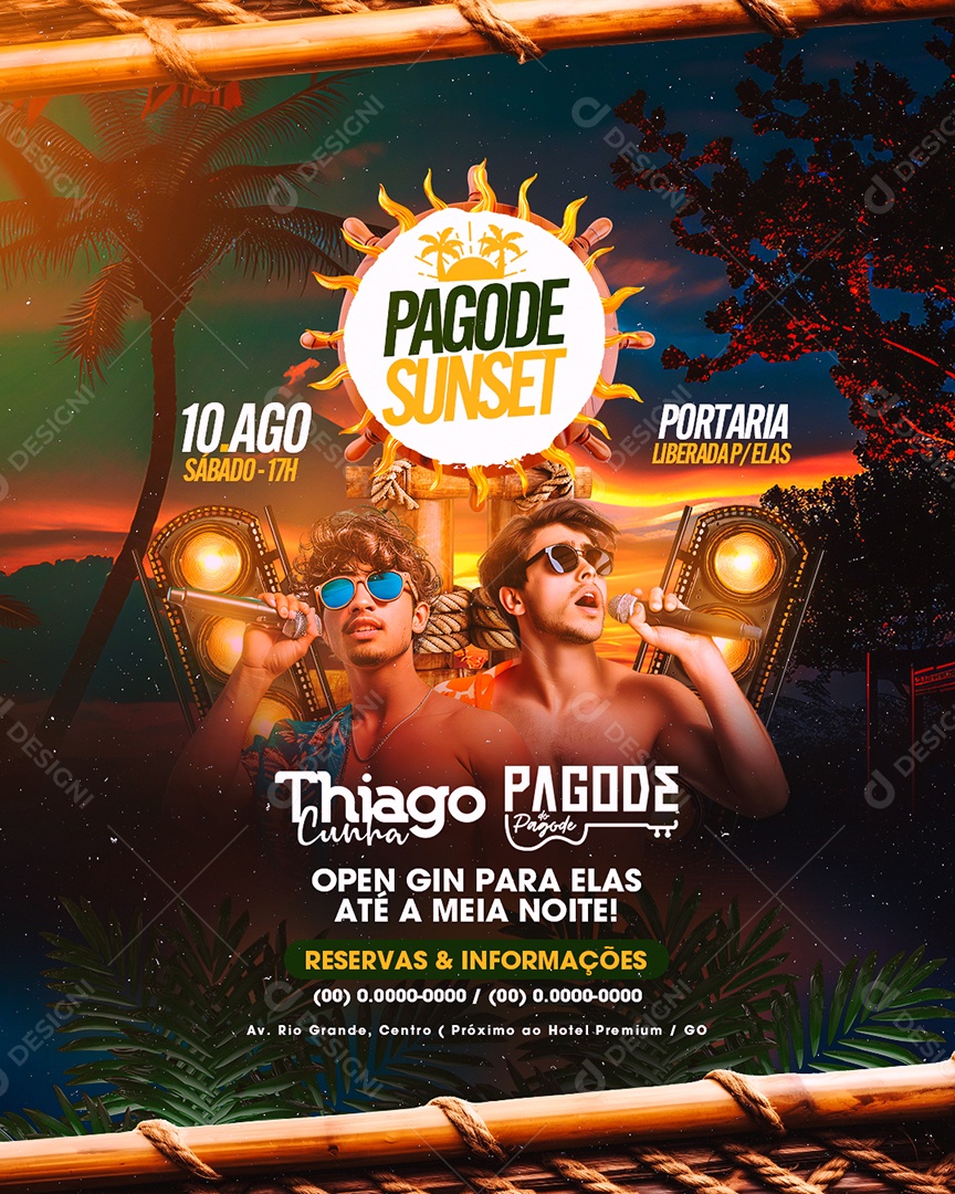 Flyer Pagode Sunset Thiago Cunha Pagode Social Media PSD Editável