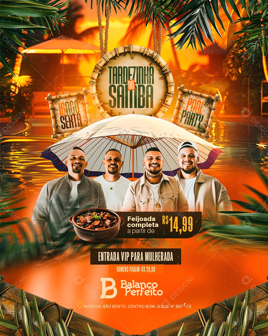 Flyer Tardezinha do Samba Artistas Social Media PSD Editável