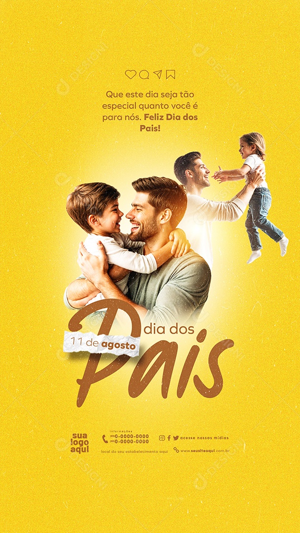 Social Media Story Dia dos Pais 11 de Agosto Parabéns PSD Editável
