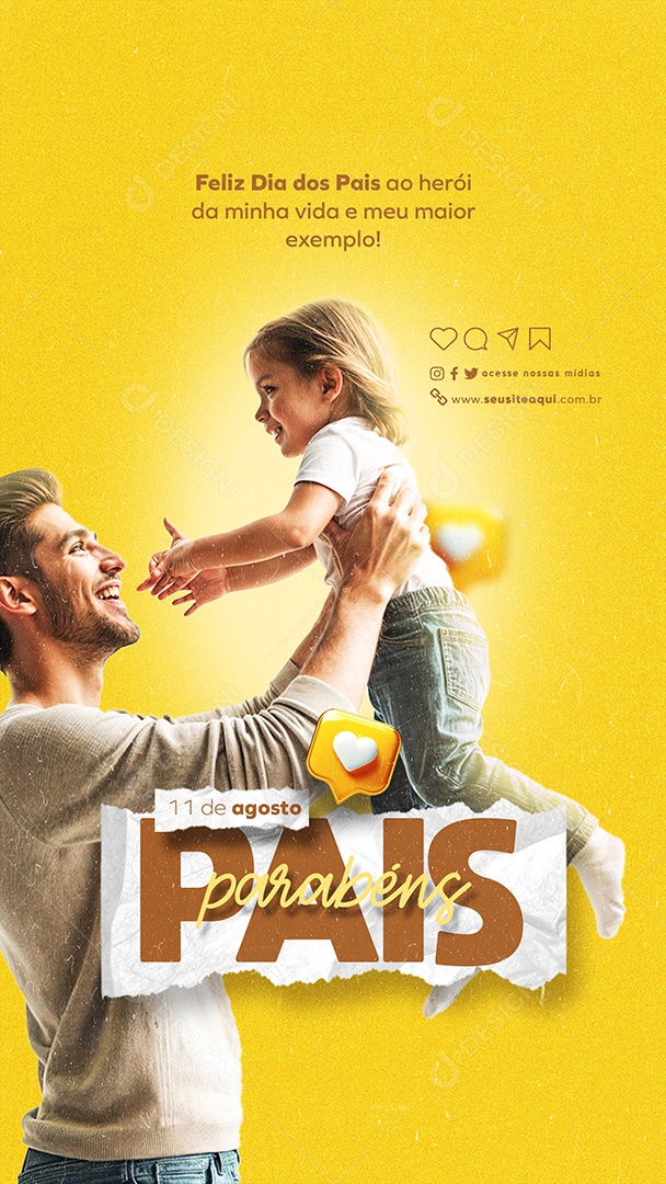 Story Dia dos Pais 11 de Agosto Parabéns Social Media PSD Editável