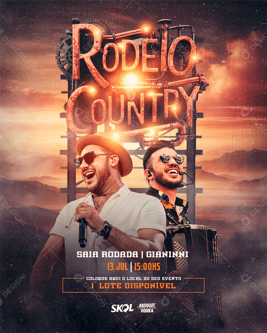 Rodeio Country Saia Rodada Gianinni Social Media PSD Editável