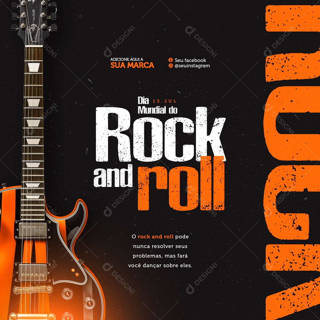Dia Mundial do Rock 13 de Julho Social Media PSD Editável