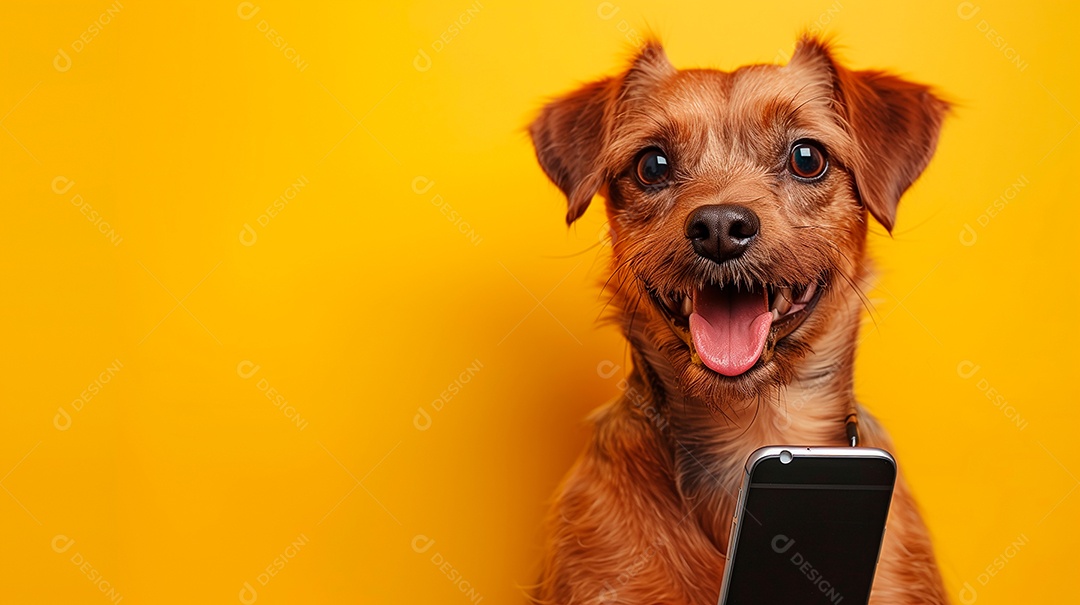 Cachorro com celular nas patas