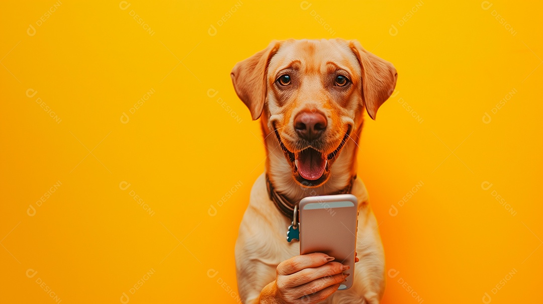Cachorro com celular nas patas