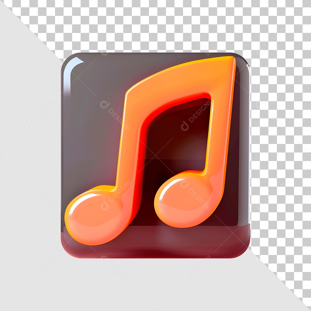 Nota Musical Elemento 3D para Composição PSD Editável