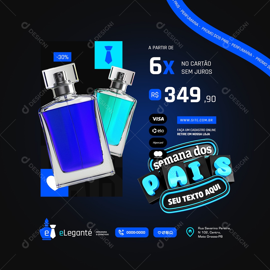 Semana dos Pais Perfumes Social Media PSD Editável