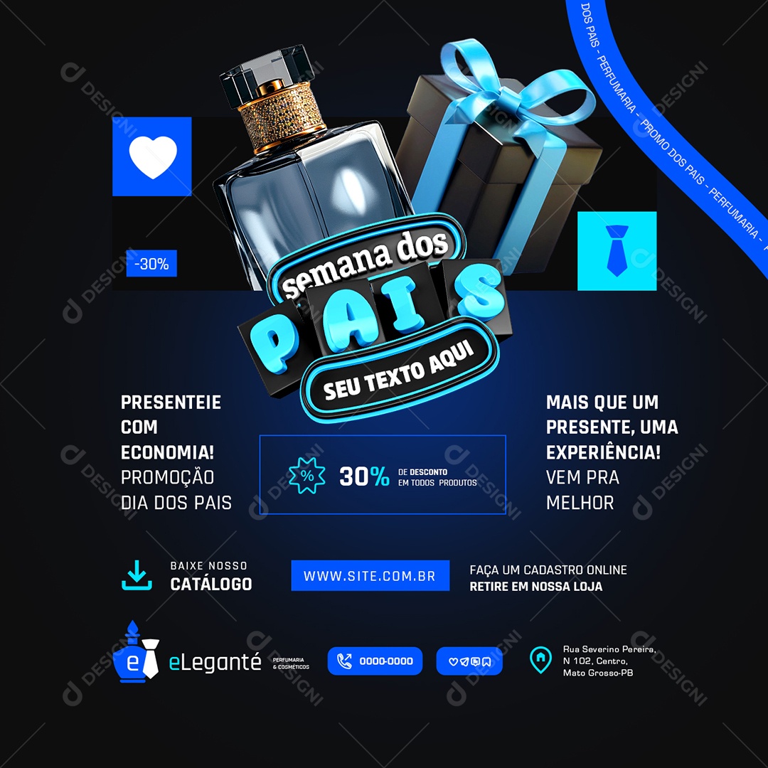 Semana dos Pais mais que um Presente Social Media PSD Editável