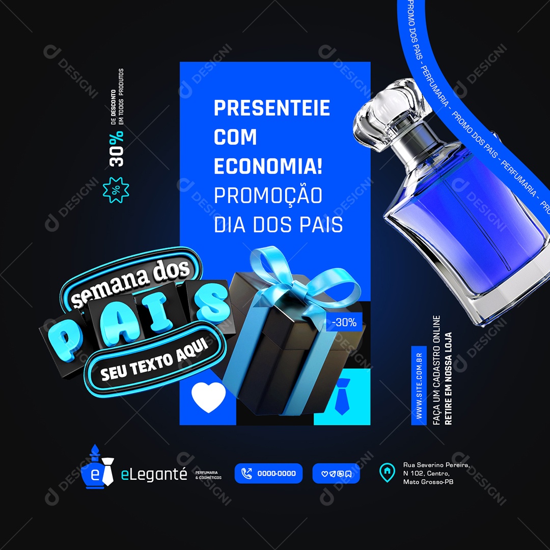 Semana dos Pais Presentei com Economia Social Media PSD Editável