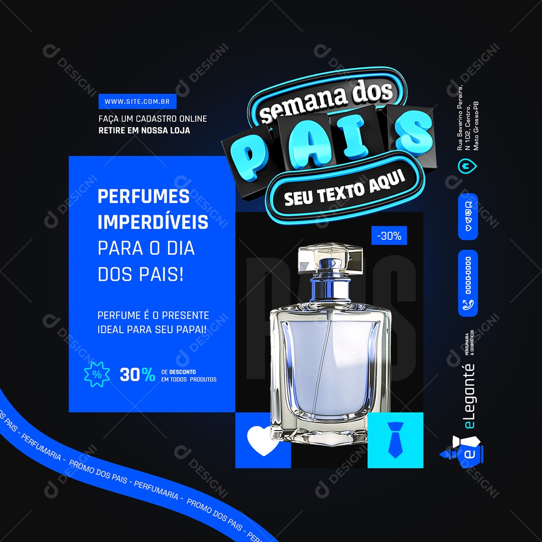 Semana dos Pais Perfumes é o Presente Ideal para seu Papai Social Media PSD Editável