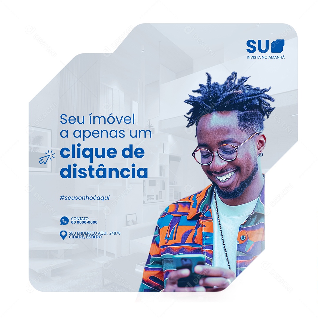 Imobiliária Seu Imóvel a Apenas um Clique Social Media PSD Editável