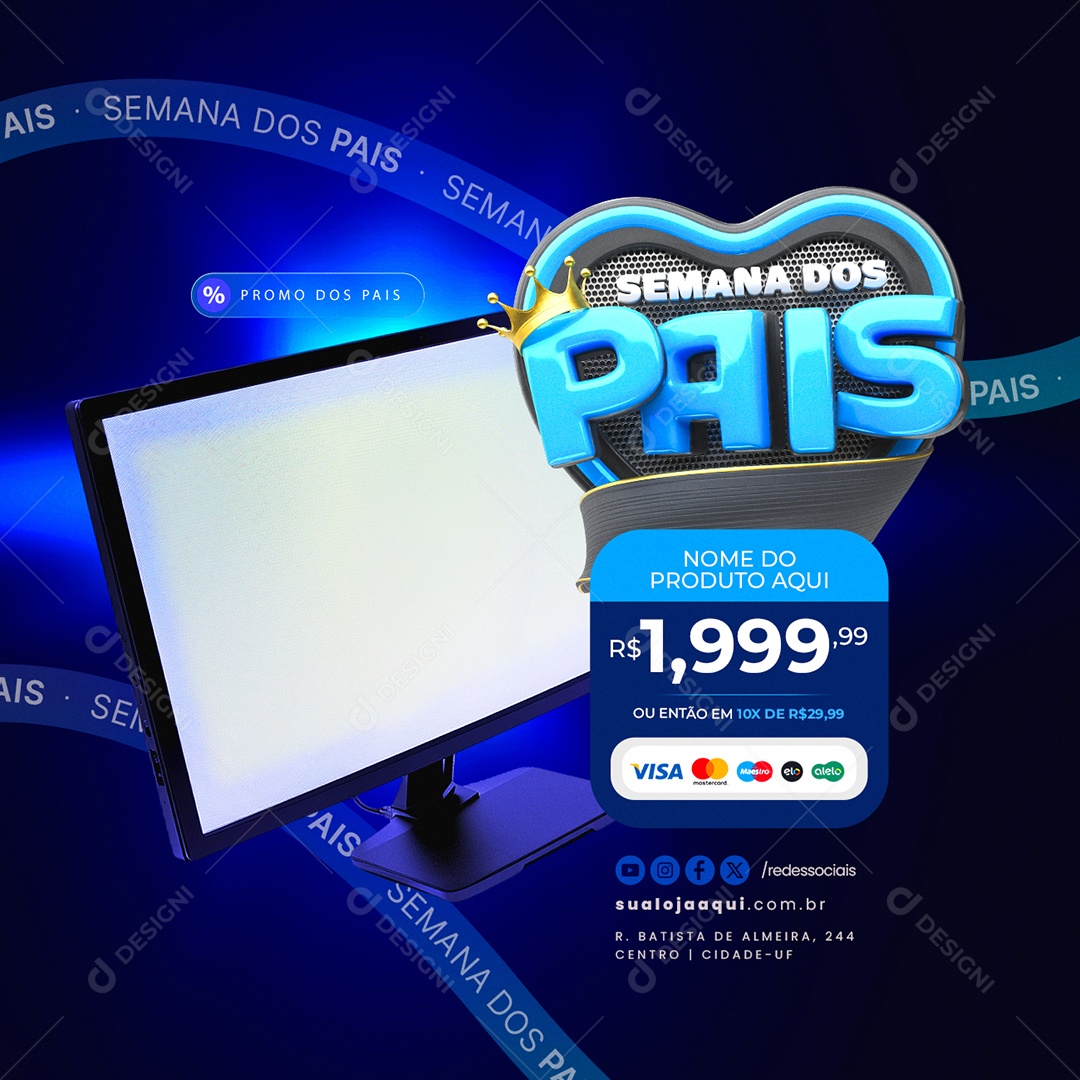 Semana dos Pais Social Media PSD Editável