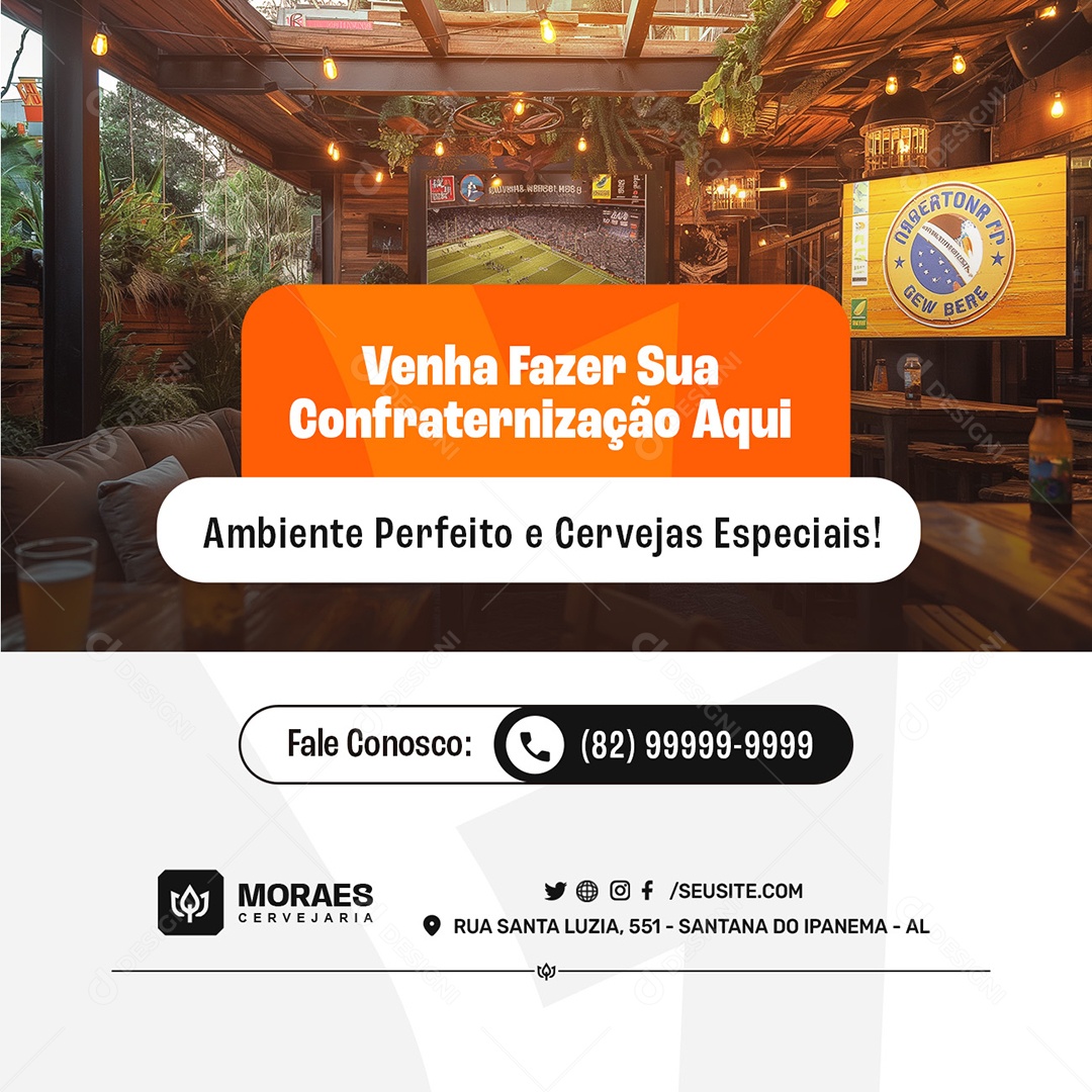 Venha Fazer sua Confraternização Aqui Social Media PSD Editável