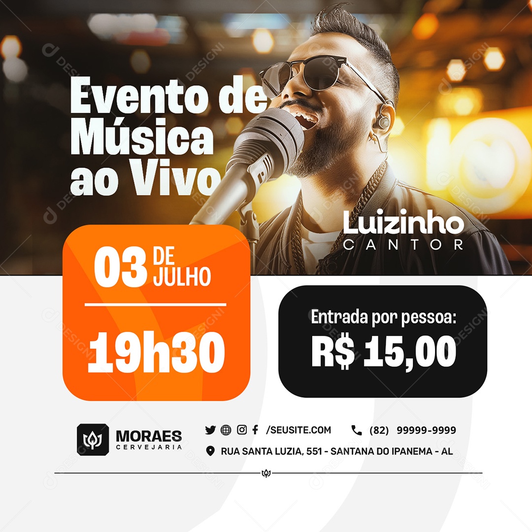 Evento de Música ao Vivo Social Media PSD Editável