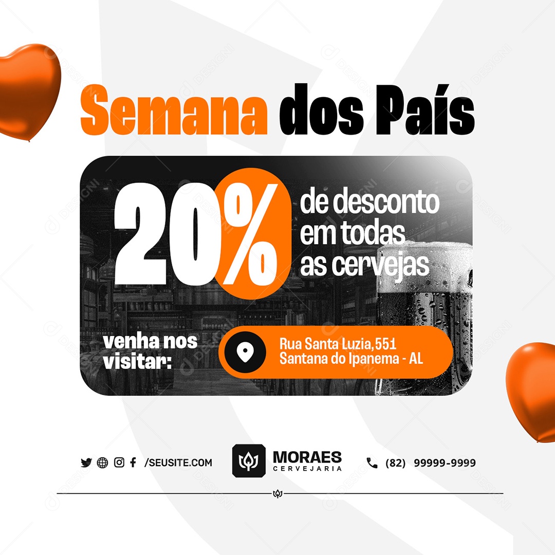 Semana dos Pais Desconto em todas as Cervejas Social Media PSD Editável