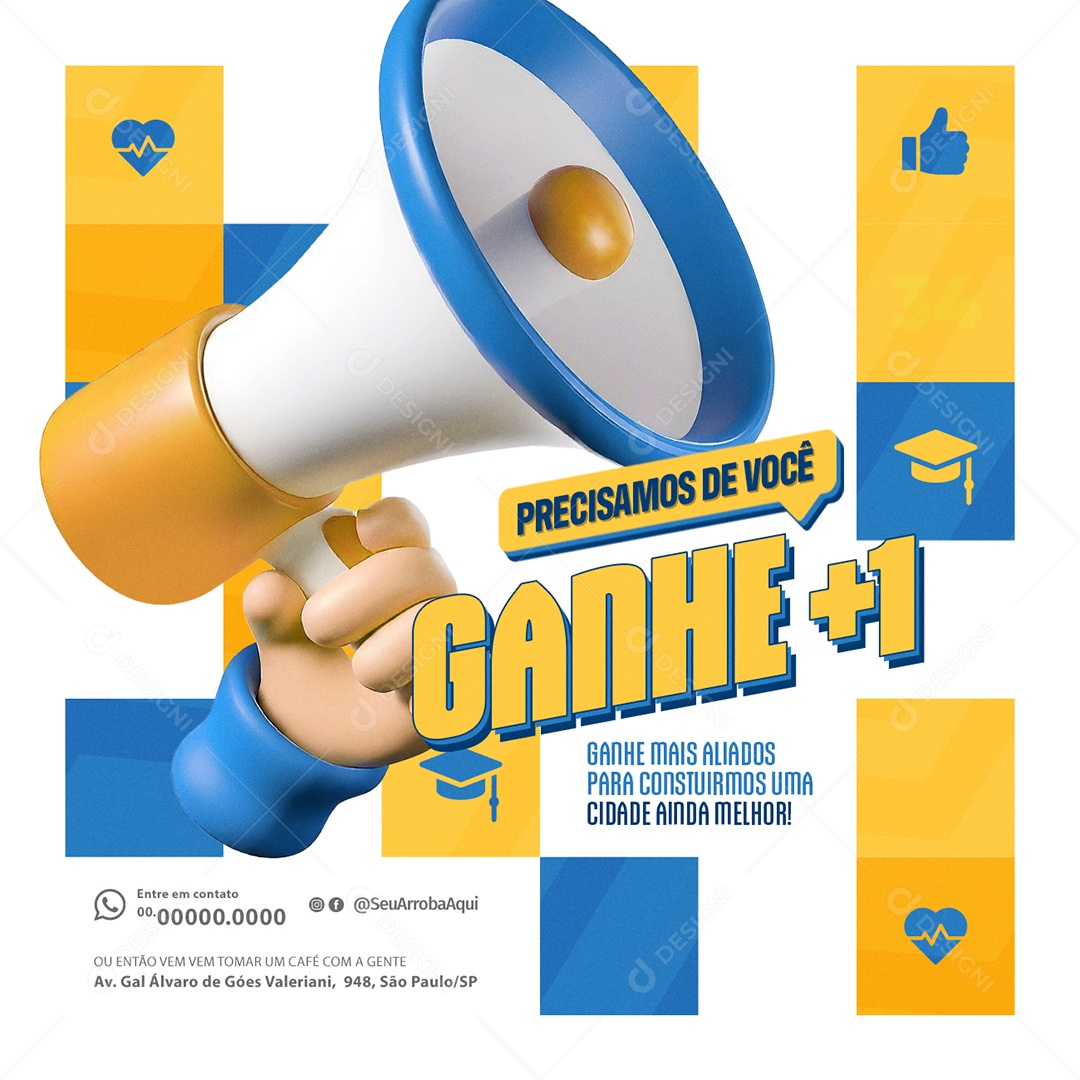 Política Precisamos de Você Social Media PSD Editável