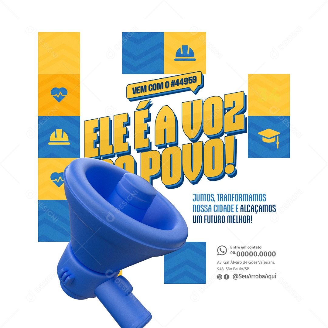 Política Ele é a Voz do Povo Social Media PSD Editável