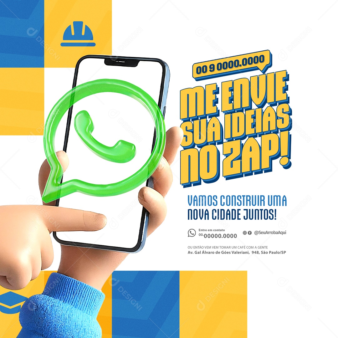 Política Me Envie sua Ideias no Zap Social Media PSD Editável