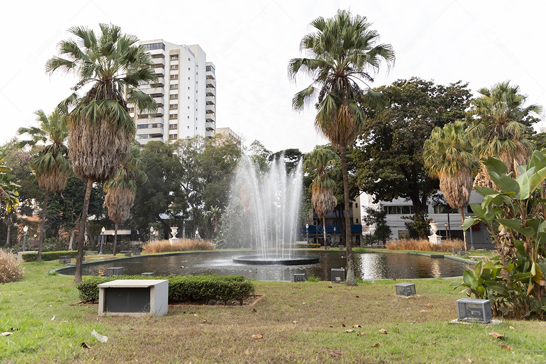 Fonte de água na praça XV de Novembro em Ribeirão Preto