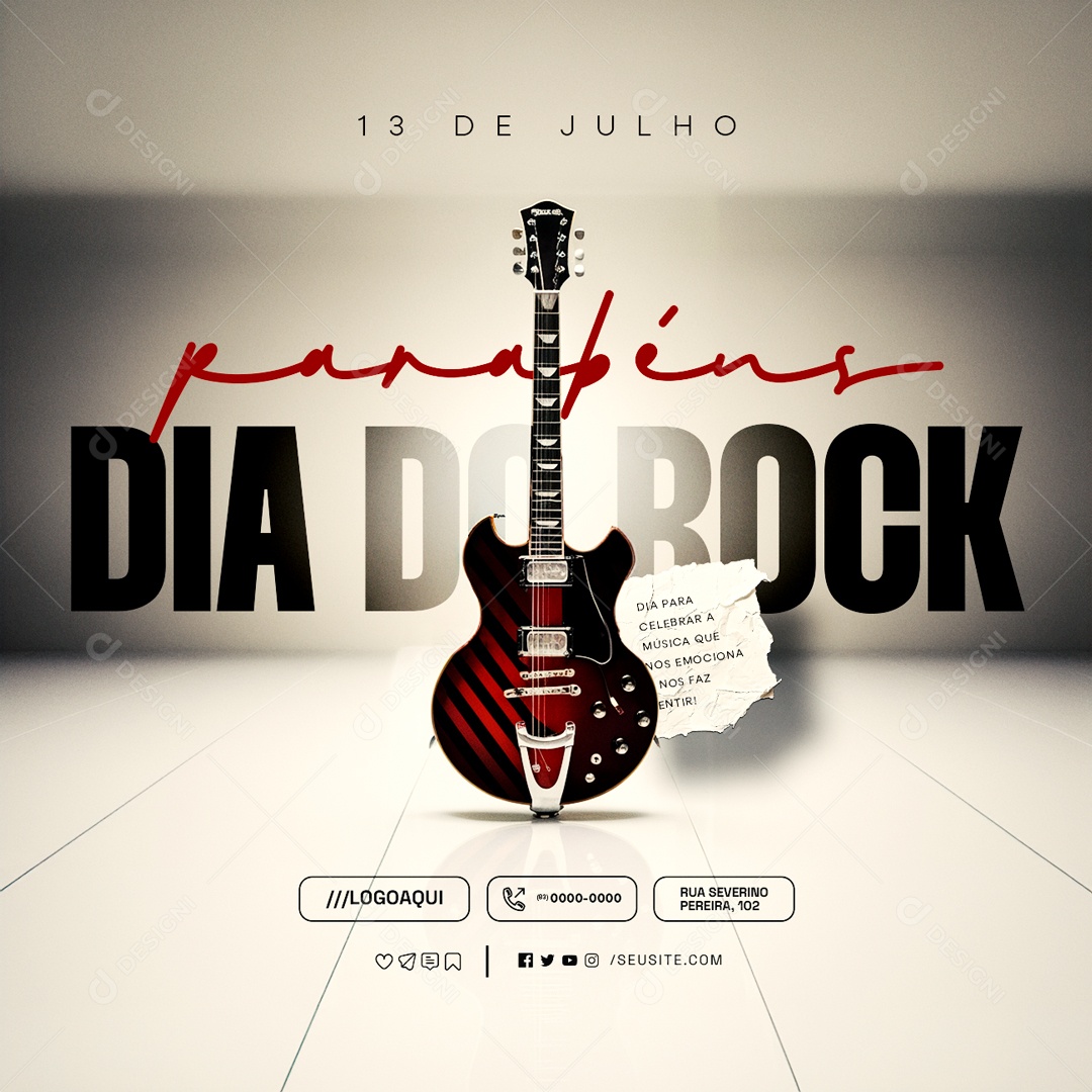 Dia do Rock 13 de Julho Parabéns Social Media PSD Editável
