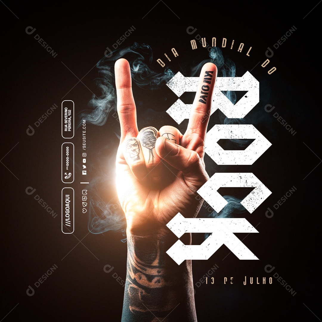 Dia Mundial do Rock 13 de Julho Social Media PSD Editável