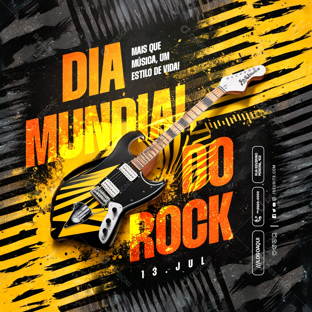 Dia do Rock 13 de Julho mais que Música um Estilo de Vida Social Media PSD Editável