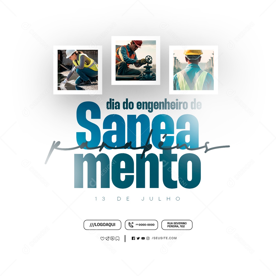 Dia do Engenheiro de Saneamento 13 de Julho Social Media PSD Editável