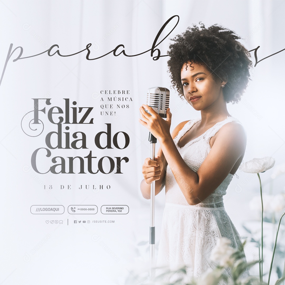 Dia do Cantor 13 de Julho Celebre a Música Social Media PSD Editável
