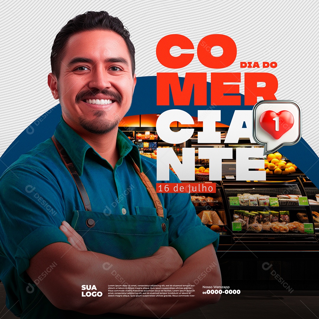Dia do Comerciante 16 de Julho Social Media PSD Editável