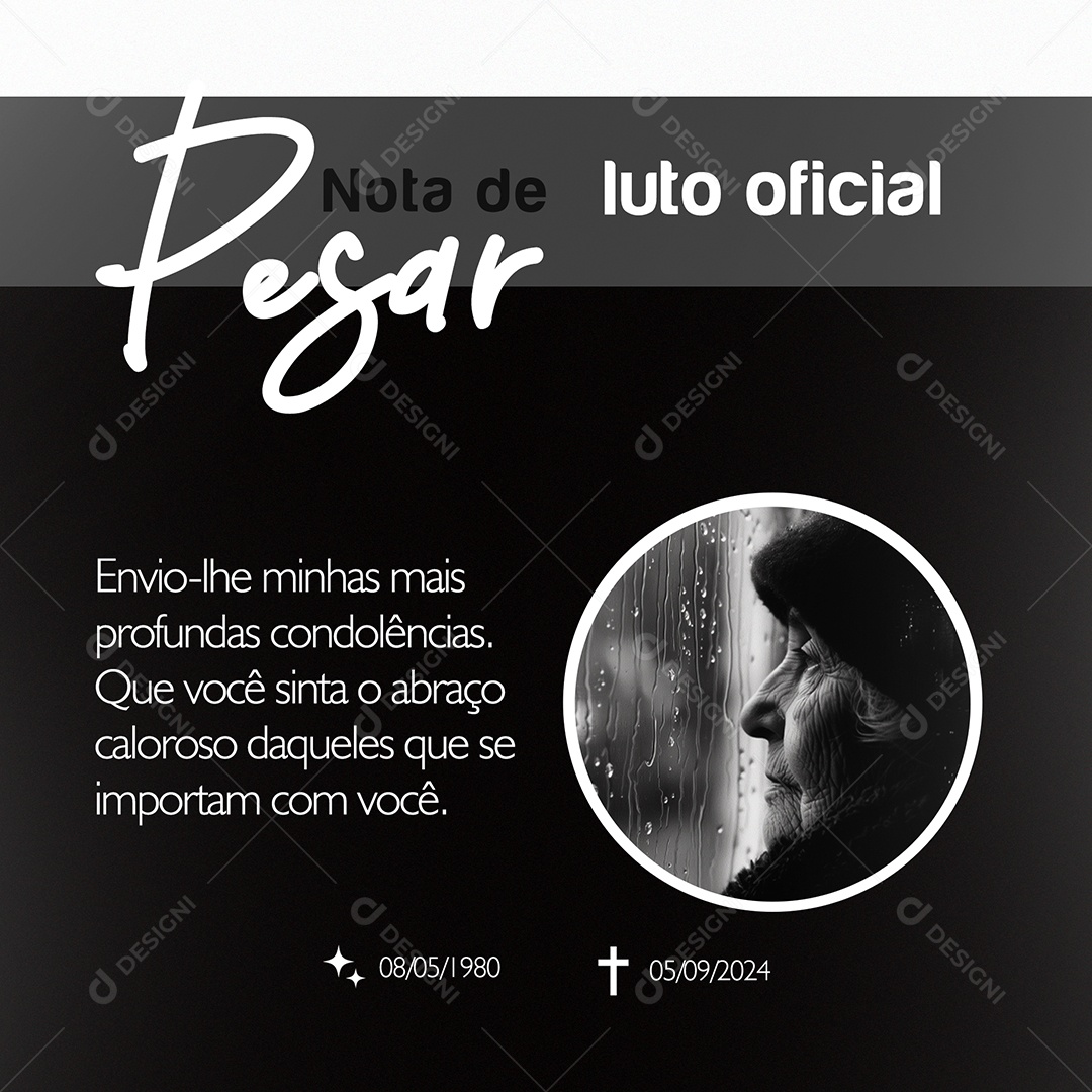 Luto Oficial Social Media PSD Editável