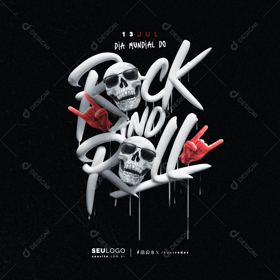 Dia Mundial do Rock 13 de Julho Social Media PSD Editável