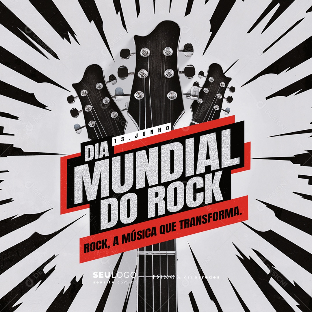 Dia Mundial do Rock 13 de Julho a Música que Transforma Social Media PSD Editável