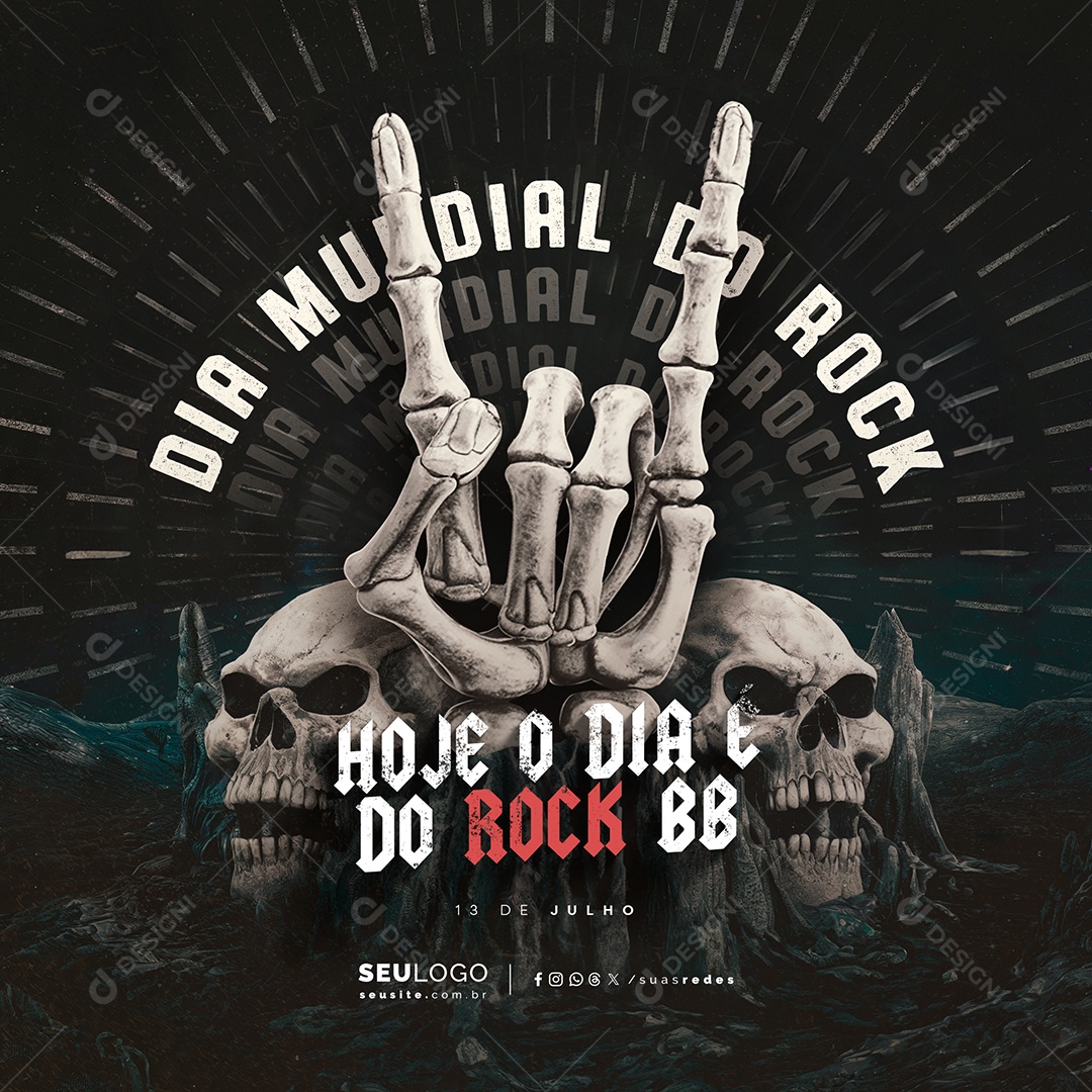 Dia Mundial do Rock 13 de Julho Social Media PSD Editável